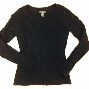 BANANA REPUBLIC BLACK CHUNKY V-NECK SWEATER SIZE S